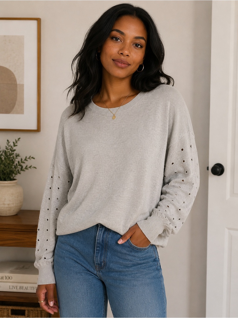 Project Light Gray Crewneck Sweater